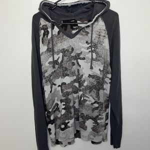 Bar III Mens Hoodie Long Sleeve Camouflage Gray Cotton Hooded Sweatshirt XL NWOT